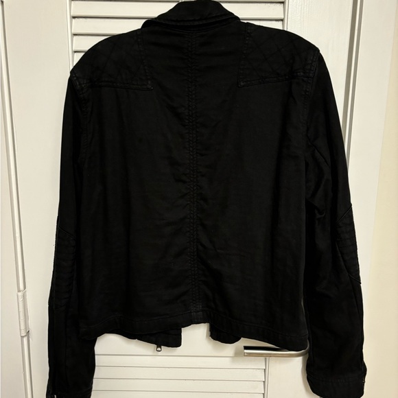 MICHAEL STARS Black Denim Moto Jacket, Size L, EUC - Picture 8 of 13
